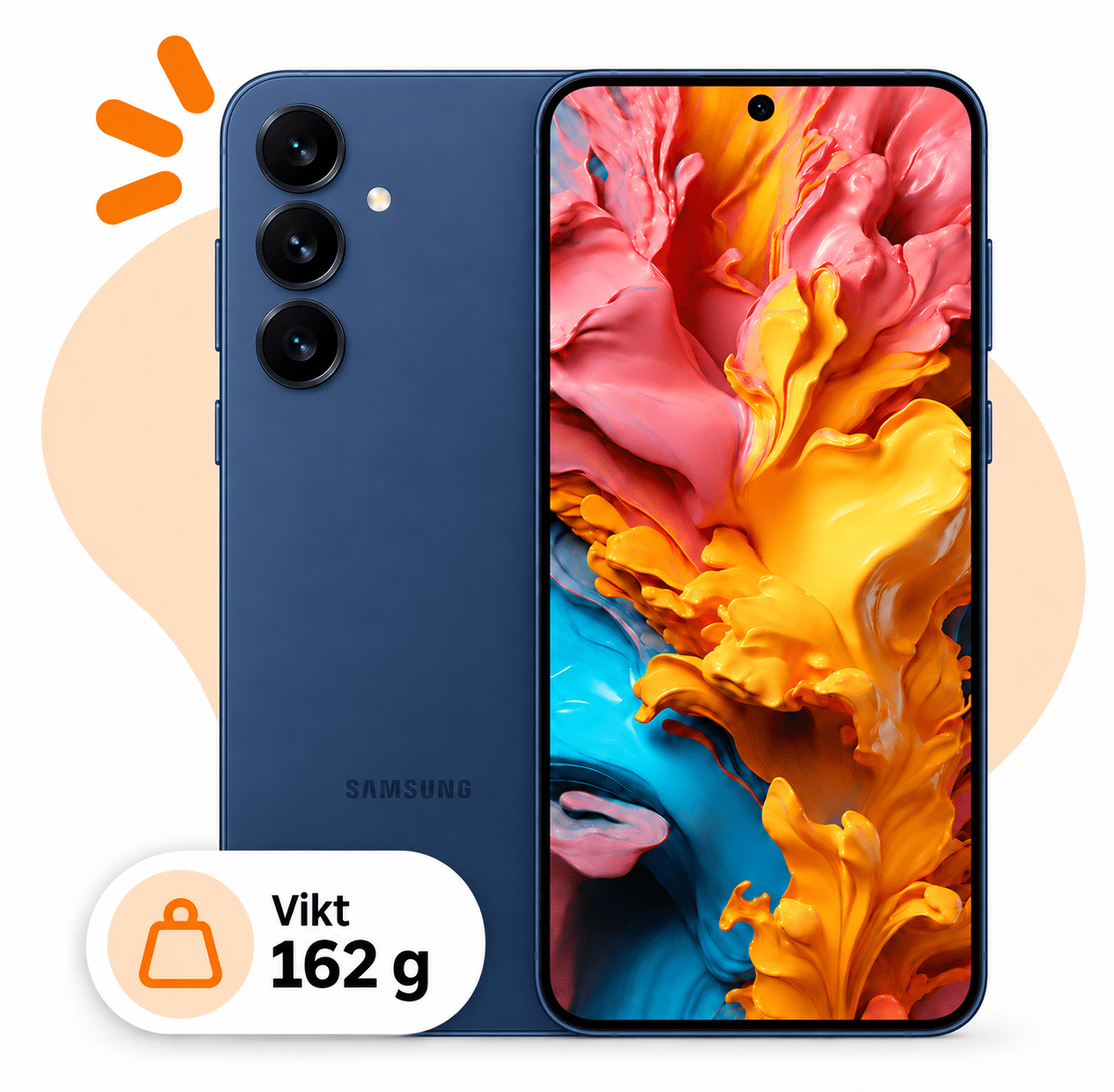Samsung Galaxy S25 i Navy, vikt 162 g