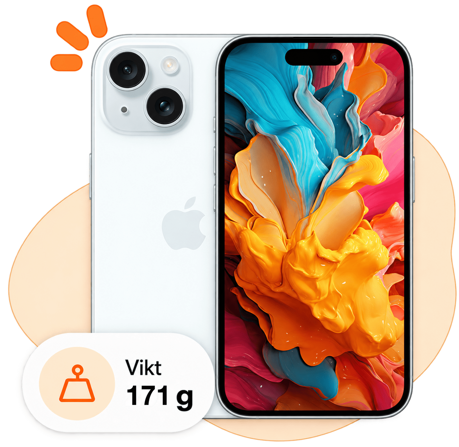 iPhone 15, vikt 171 g